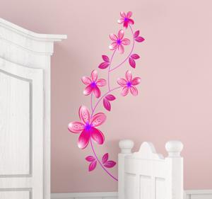 Roze bloemen muursticker