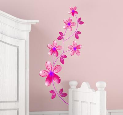 Roze bloemen muursticker