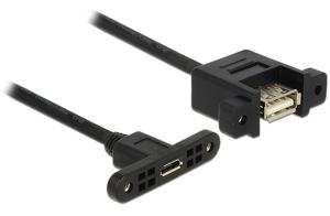 Delock 85109 Kabel USB 2.0 Micro-B female paneelmontage > USB 2.0 Type-A female paneelmontage 25cm