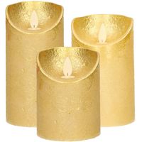 Set van 3x stuks Gouden Led kaarsen met bewegende vlam - thumbnail