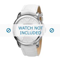 Armani horlogeband AR0495 Leder Wit 24mm + wit stiksel