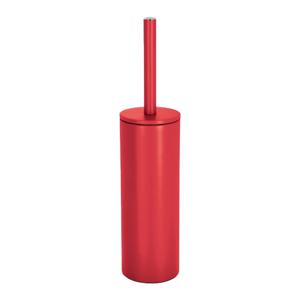 Luxe Toiletborstel in houder Cannes - rood - metaal - 40 x 9 cm - met binnenbak