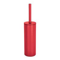 Luxe Toiletborstel in houder Cannes - rood - metaal - 40 x 9 cm - met binnenbak