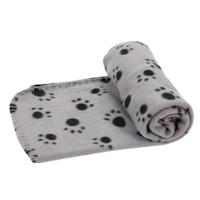 Nobleza Huisdierdeken - Fleece - Grijs met pootafdruk - Maat L - 100x160 cm