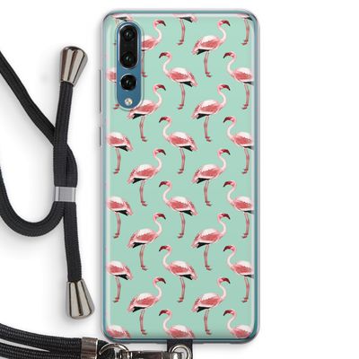 Flamingoprint groen: Huawei P20 Pro Transparant Hoesje met koord