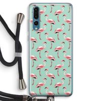 Flamingoprint groen: Huawei P20 Pro Transparant Hoesje met koord