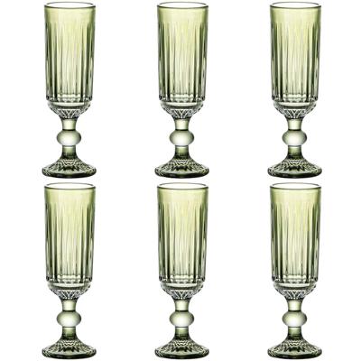 Set van bekers Home ESPRIT Groen Kristal 6 x 6 x 18,4 cm (6 Stuks)