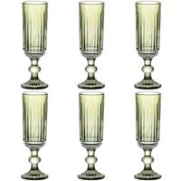 Set van bekers Home ESPRIT Groen Kristal 6 x 6 x 18,4 cm (6 Stuks)