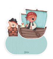 Dekori naambord piraat junior 12 x 17 cm hout lichtblauw - thumbnail