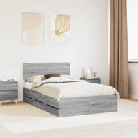 Bedframe met lade Grijze Sonoma 120 x 200 cm Geconstrueerd hout