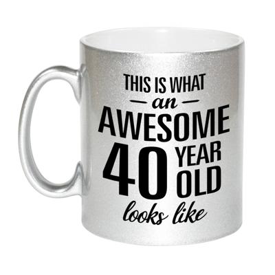 Awesome 40 year - verjaardag cadeau koffiemok - beker - zilver - 330 ml - 40 jaar geworden Awesome 40 year - verjaardag cadeau koffiemok - beker - zilver - 330 ml - 40 jaar geworden