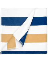 The One Towelling TH1090 Beach Towel Stripe - Navy Blue/Gold/White - 90 x 190 cm