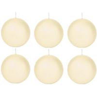 Trend Candles Bolkaars glad - 6x - cremewit - 7 cm - 16 branduren - ronde kaarsen