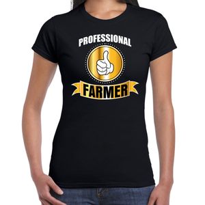 Professional farmer / professionele boerin t-shirt zwart dames - Boerin cadeau shirt L  -