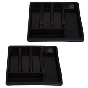 Bestekbak/keuken organizer - 2x - 5-vaks - Zwart - 39 x 39 x 6 cm