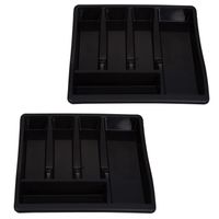 Bestekbak/keuken organizer - 2x - 5-vaks - Zwart - 39 x 39 x 6 cm