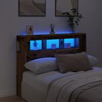 Hoofdeinde met LED 140x18,5x103,5 cm bewerkt hout oud hout
