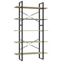 The Living Store Boekenkast X - Boekenkasten - 100 x 30 x 105 cm - Sonoma Eiken - Bewerkt Hout - Metaal