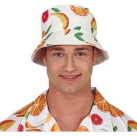 Guirca Verkleed hoedje voor Tropical Hawaii party - zomers fruit print - volwassenen - Carnaval   -