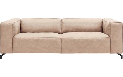 Goossens Bank Calvin bruin, micro leer, 3,5-zits, modern design
