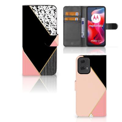 Motorola Moto G24 | G04 | G24 Power | Book Case | Zwart Roze Vormen