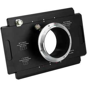 Fotodiox Pro Lens Mount Adapter, Fujifilm G-Mount GFX Back to Large Format 4x5 View Cameras with a Graflok Rear Standard (with Shift / Stitch Adapter) (4x5-GFX-Pro)