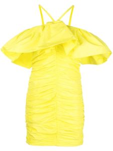 MSGM robe courte froncée à volants - Jaune