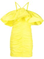 MSGM robe courte froncée à volants - Jaune