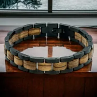 Dufourspitze (Zebrawood / Zwart) - Houten armband (Breedte: 14MM Mannelijk)