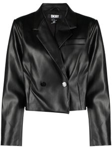 DKNY blazer en cuir artificiel à boutonnière croisée - Noir