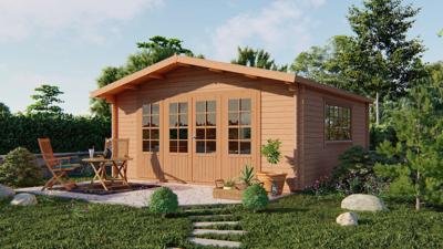 Blokhut - Tuinhuis Southampton | 58 mm | vuren honinggeel geïmpregneerd