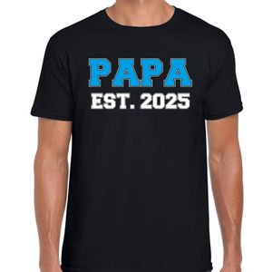 Papa est 2025 t-shirt zwart voor heren - Aanstaande vader/ papa cadeau