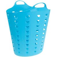 Flexibele wasmand - blauw - 60 liter - kunststof - 47 x 50 cm