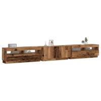 Tv-meubel met LED 300x35x40 cm bewerkt hout oud hout