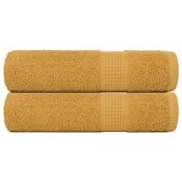VidaXL Badhanddoeken 2 st 100x150 cm 360 g/m² 100% katoen goudkleurig