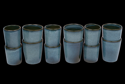 Koffiekopjes set van 12 - 150 ml en 250 ml - 6 persoons - Evora - groen - Portugees stoneware
