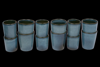 Koffiekopjes set van 12 - 150 ml en 250 ml - 6 persoons - Evora - groen - Portugees stoneware