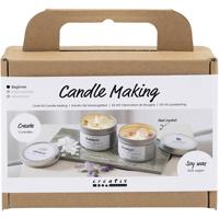 Creativ Company Mini hobbyset kaarsen maken, sojakaars met aventurien en amethist, crème, off white, 1 doos