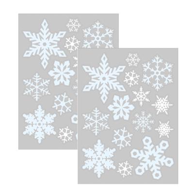 Kerst raamstickers witte sneeuwvlokken - 2x - vel van 34 x 28 cm - raamdecoratie