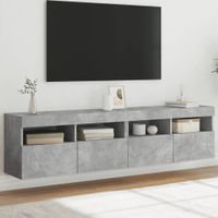 Tv-wandmeubels met LED 2 st 80x30x40 cm betongrijs