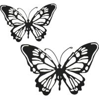 Decoris tuin wanddecoratie vlinders - zwart - metaal - 18 x 12 cm - 37 x 24 cm - Tuinbeelden - thumbnail