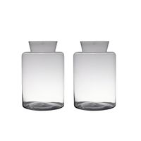 Set van 2x stuks transparante luxe grote vaas/vazen van glas 45 x 29 cm