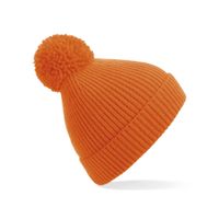 Gebreide Wintermuts met pom pom oranje