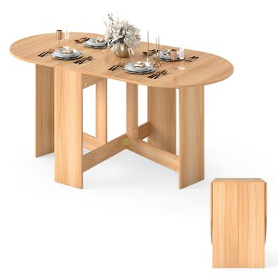 Multifunctionele Opvouwbare Tafel Uitklapbare Zijkant Verlengbare Eettafel Ronde Verlengbare Eettafel 163 x 80 x 75cm Naturel