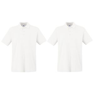 2-Pack maat 2XL wit poloshirt premium van katoen voor heren