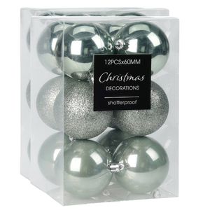 Christmas Decoration kerstballen 24x -mintgroen-6 cm -kunststof - Kerstbal