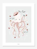 Poster Lady Octopus LILIPINSO grijsblauw