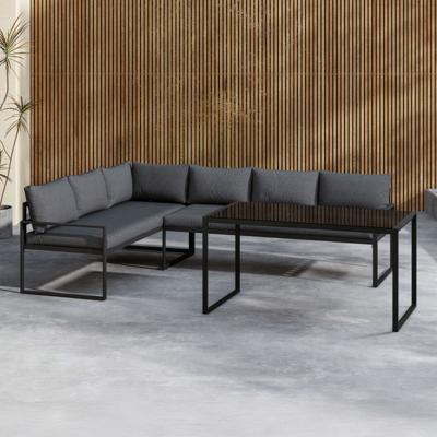 Nohr Loungeset 'Jenalee' Met hoekbank en hoge tafel, kleur Zwart