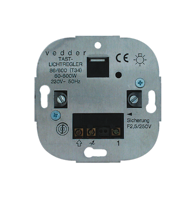 Tastdimmer 60 - 600W voor gloeilampen en HV halogeenlampen met dimstandgeheugen Presto-Vedder 86600