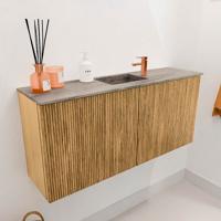 Toiletmeubel Mondiaz Joya Dlux | 90 cm | Meubelkleur Oak | Faye wastafel Oza Wasbak Midden | 1 kraangat